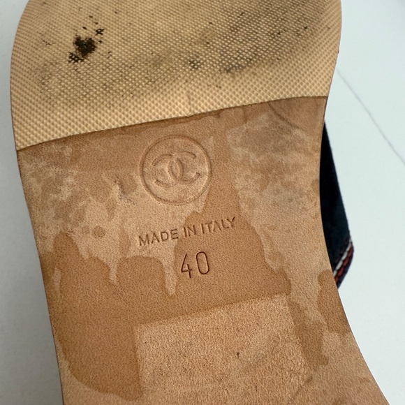 Chanel Blue Suede Mules Clogs Cork Platform Wedge Heel 40 - Picture 9 of 10